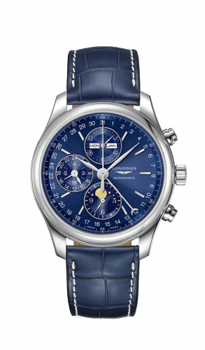 Watch Winder for watch Longines Master Collection Master Collection 42 Chronograph Calendar Stainless Steel / Blue / Strap