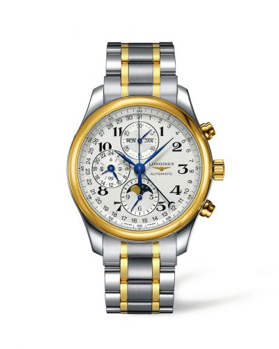 Watch Winder for watch Longines Master Collection Master Collection 42 Chronograph Calendar Stainless Steel / Yellow Gold / Silver-Arabic / Bracelet