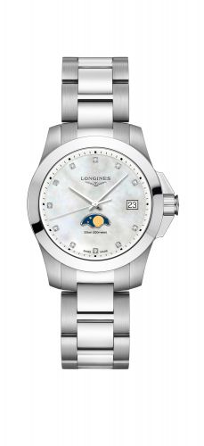 Watch Winder for watch Longines Conquest Conquest 34 Quartz Moonphase Stainless Steel / MOP / Bracelet