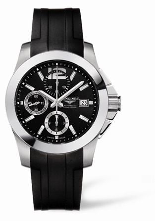 Watch Winder for watch Longines Conquest Conquest Chronograph Automatic 41mm Black Rubber