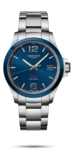 Watch Winder for watch Longines Conquest V.H.P. Conquest V.H.P. 43 Stainless Steel / Ceramic / Blue / Bracelet