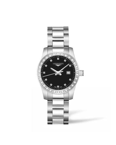 Watch Winder for watch Longines Conquest Conquest Quartz 29.5 Stainless Steel - Diamond / Black