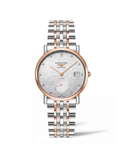 Watch Winder for watch Longines Elegant Elegant Collection Small Second 34.5 Stainless Steel - Pink Gold / Silver - Linen / Bracelet