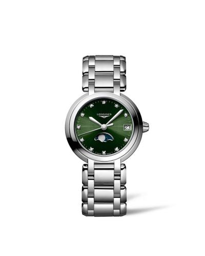 Remontoir à montres pour montre Longines PrimaLuna PrimaLuna 30.5 Quartz Moonphase Stainless Steel / Verte - Diamond / Bracelet