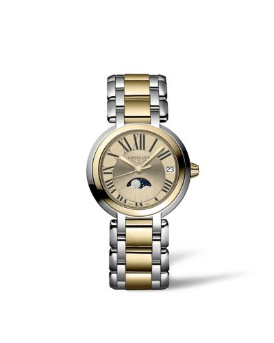 Remontoir à montres pour montre Longines PrimaLuna PrimaLuna 30.5 Quartz Moonphase Stainless Stee - Yellow Or / Gilt - Roman / Bracelet