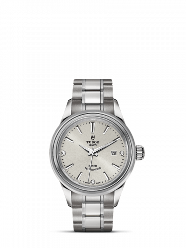 Watch Winder for watch Tudor Style Style 28 Stainless Steel / Silver-Diamond / Bracelet