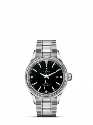 Watch Winder for watch Tudor Style Style 28 Stainless Steel / Black-Diamond / Bracelet