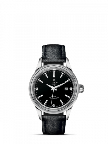 Watch Winder for watch Tudor Style Style 28 Stainless Steel / Black-Diamond / Strap