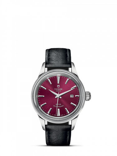 Watch Winder for watch Tudor Style Style 28 Stainless Steel / Burgundy / Strap