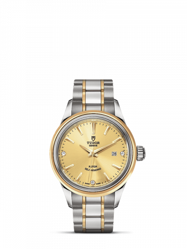 Watch Winder for watch Tudor Style Style 28 Stainless Steel / Yellow Gold / Champagne-Diamond / Bracelet