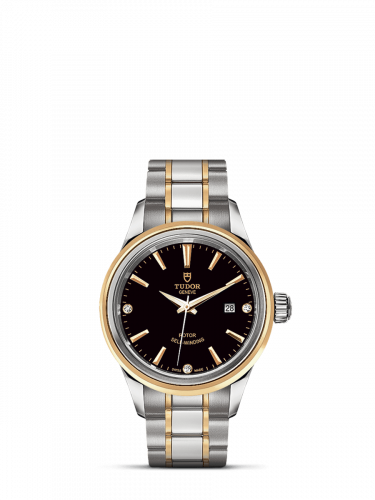 Watch Winder for watch Tudor Style Style 28 Stainless Steel / Yellow Gold / Black-Diamond / Bracelet