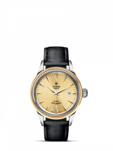 Watch Winder for watch Tudor Style Style 28 Stainless Steel / Yellow Gold / Champagne / Strap