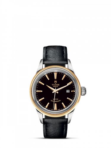 Watch Winder for watch Tudor Style Style 28 Stainless Steel / Yellow Gold / Black / Strap