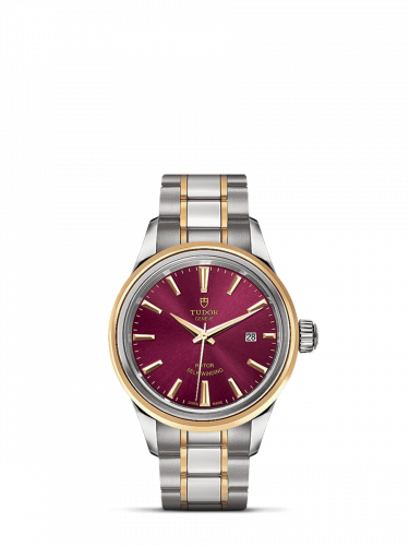 Watch Winder for watch Tudor Style Style 28 Stainless Steel / Yellow Gold / Burgundy / Bracelet