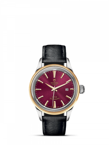 Watch Winder for watch Tudor Style Style 28 Stainless Steel / Yellow Gold / Burgundy / Strap