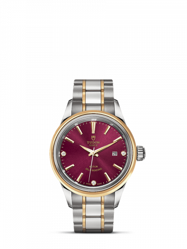 Watch Winder for watch Tudor Style Style 28 Stainless Steel / Yellow Gold / Burgundy-Diamond / Bracelet