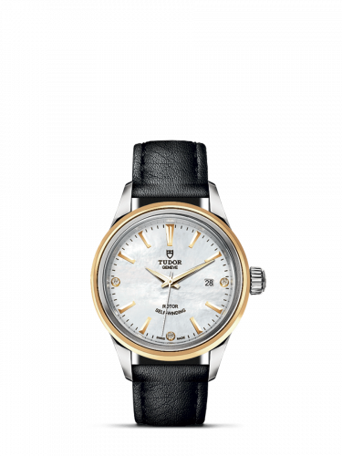 Watch Winder for watch Tudor Style Style 28 Stainless Steel / Yellow Gold / MOP-Diamond / Strap