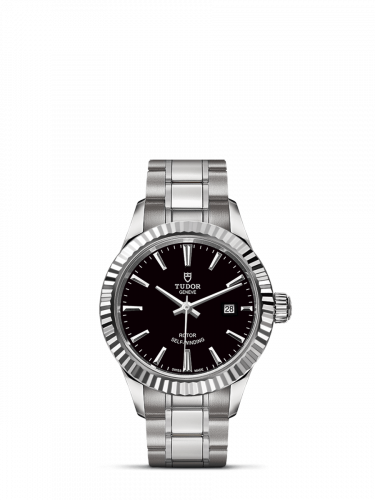 Watch Winder for watch Tudor Style Style 28 Stainless Steel / Fluted / Black / Bracelet