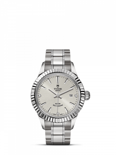 Watch Winder for watch Tudor Style Style 28 Stainless Steel / Fluted / Silver-Diamond / Bracelet