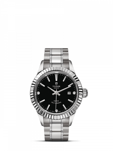 Watch Winder for watch Tudor Style Style 28 Stainless Steel / Fluted / Black-Diamond / Bracelet