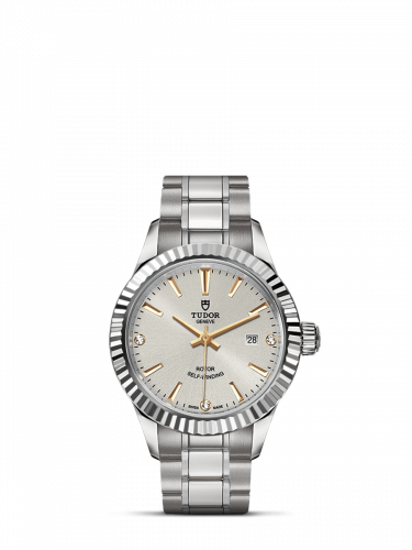 Watch Winder for watch Tudor Style Style 28 Stainless Steel / Fluted / Silver-Diamond / Bracelet