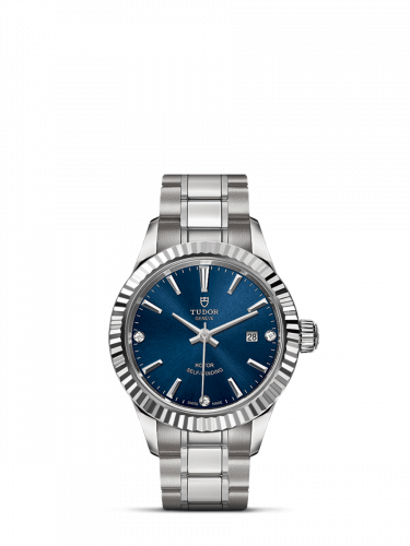 Watch Winder for watch Tudor Style Style 28 Stainless Steel / Fluted / Blue-Diamond / Bracelet