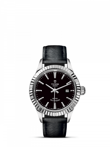 Watch Winder for watch Tudor Style Style 28 Stainless Steel / Fluted / Black / Strap