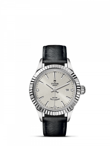 Watch Winder for watch Tudor Style Style 28 Stainless Steel / Fluted / Silver-Diamond / Strap