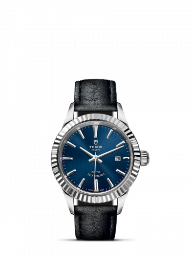 Watch Winder for watch Tudor Style Style 28 Stainless Steel / Fluted / Blue / Strap