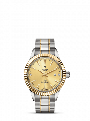 Watch Winder for watch Tudor Style Style 28 Stainless Steel / Yellow Gold / Fluted / Champagne-Diamond / Bracelet