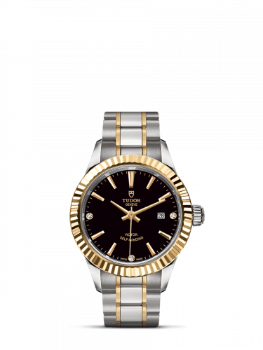 Watch Winder for watch Tudor Style Style 28 Stainless Steel / Yellow Gold / Fluted / Black-Diamond / Bracelet