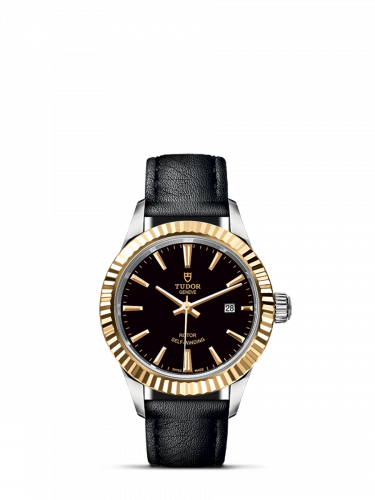 Watch Winder for watch Tudor Style Style 28 Stainless Steel / Yellow Gold / Fluted / Black / Strap