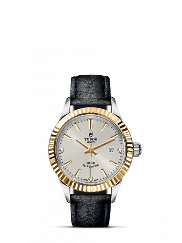 Watch Winder for watch Tudor Style Style 28 Stainless Steel / Yellow Gold / Fluted / Silver-Diamond / Strap