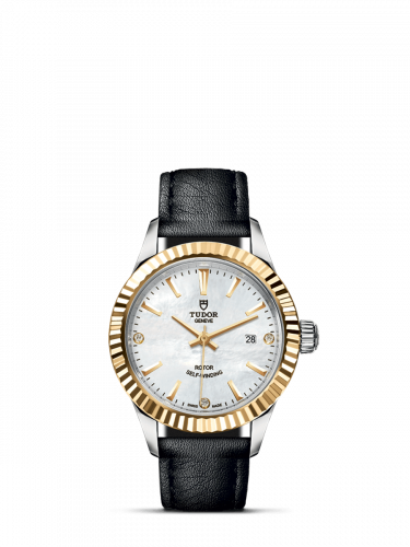 Watch Winder for watch Tudor Style Style 28 Stainless Steel / Yellow Gold / Fluted / MOP-Diamond / Strap