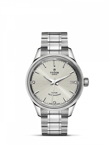 Watch Winder for watch Tudor Style Style 34 Stainless Steel / Silver-Diamond / Bracelet