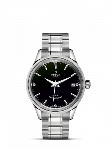 Watch Winder for watch Tudor Style Style 34 Stainless Steel / Black-Diamond / Bracelet