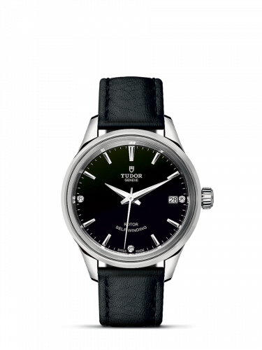 Watch Winder for watch Tudor Style Style 34 Stainless Steel / Black-Diamond / Strap