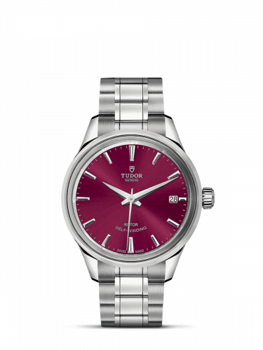 Watch Winder for watch Tudor Style Style 34 Stainless Steel / Burgundy / Bracelet