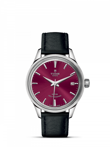 Watch Winder for watch Tudor Style Style 34 Stainless Steel / Burgundy / Strap