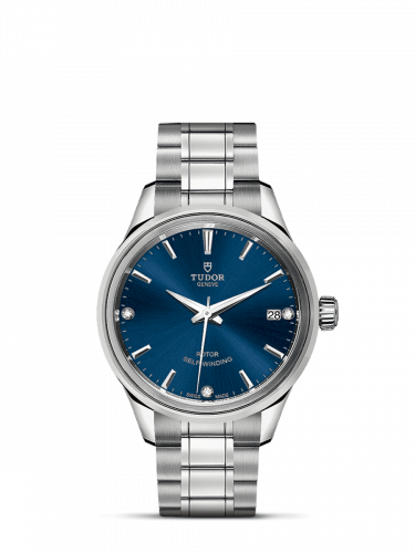 Watch Winder for watch Tudor Style Style 34 Stainless Steel / Blue-Diamond / Bracelet