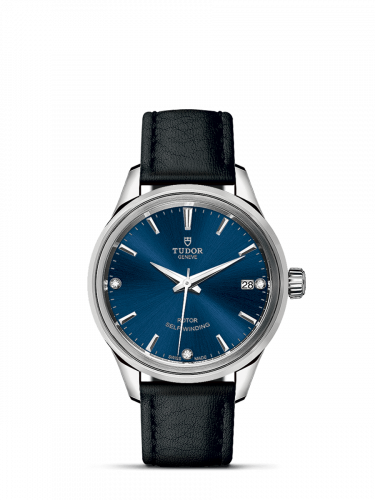 Watch Winder for watch Tudor Style Style 34 Stainless Steel / Blue-Diamond / Strap