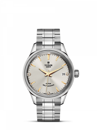 Watch Winder for watch Tudor Style Style 34 Stainless Steel / Silver-Diamond / Bracelet