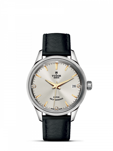 Watch Winder for watch Tudor Style Style 34 Stainless Steel / Silver-Diamond / Strap