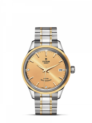 Watch Winder for watch Tudor Style Style 34 Stainless Steel / Yellow Gold / Champagne-Diamond / Bracelet