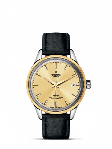 Watch Winder for watch Tudor Style Style 34 Stainless Steel / Yellow Gold / Champagne / Strap