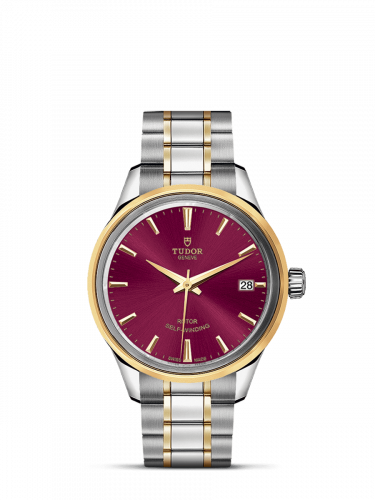 Watch Winder for watch Tudor Style Style 34 Stainless Steel / Yellow Gold / Burgundy / Bracelet