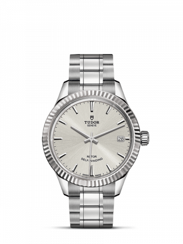 Watch Winder for watch Tudor Style Style 34 Stainless Steel / Fluted / Silver / Bracelet