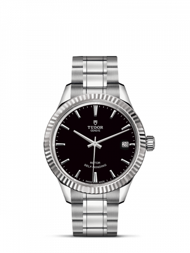 Watch Winder for watch Tudor Style Style 34 Stainless Steel / Fluted / Black / Bracelet