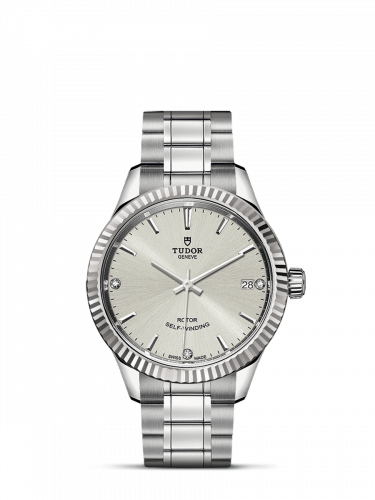 Watch Winder for watch Tudor Style Style 34 Stainless Steel / Fluted / Silver-Diamond / Bracelet