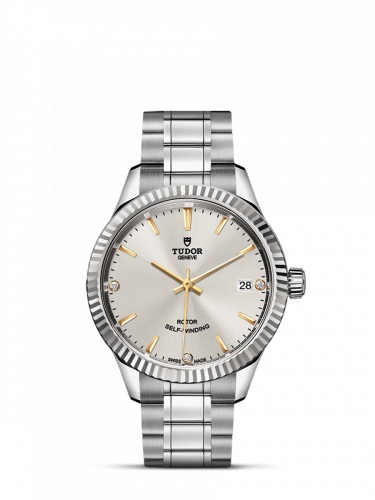 Watch Winder for watch Tudor Style Style 34 Stainless Steel / Fluted / Silver-Diamond / Bracelet